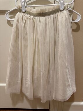 Hanna Andersson Cream Tulle Skirt with Gold Waistband